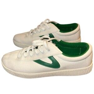 Tretorn Nylite Plus Women's 6.5 White Canvas Sneakers Green Logo Classic Casual